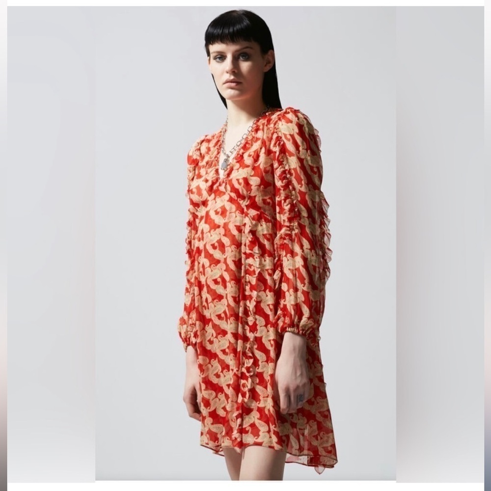 THE KOOPLES: WRAPAROUND SHORT PRINTED DRESS WITH FRILLS ❤️ size 2 - Picture 6 of 13